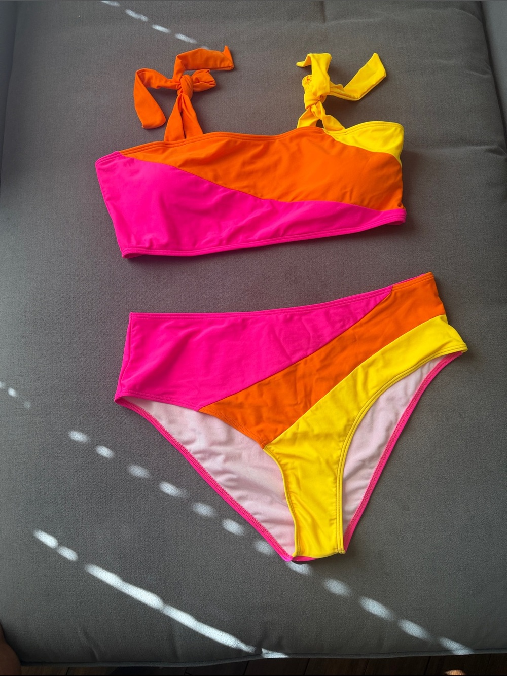 Colorblock Neon Bikini Set - Pink, Orange & Yellow